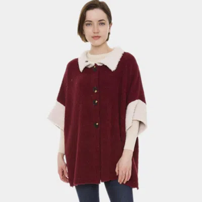 Truedames Buttons Sweater Sherpa Herms Coat/cardigan In Red