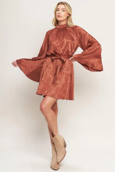 Truedames By Any Means Woven Satin Mini Dress In Brown