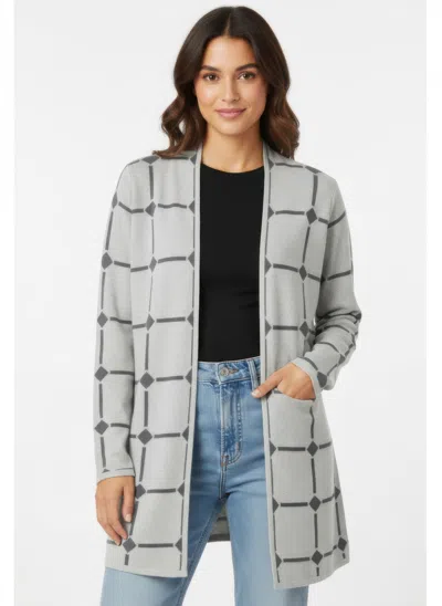 Truedames By Design Open Cardigan Sweater In Gray