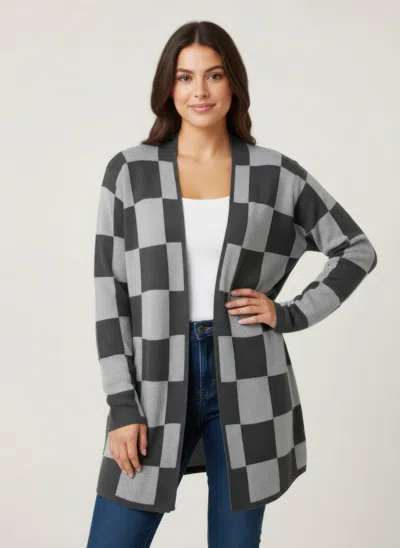 Truedames By Design Sweater Cardigan In Gray