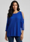 Truedames Cable & Gauge Pullover Sweater In Blue