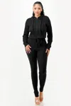 Truedames Cable Hoodie Sweater 2pcs Set In Black