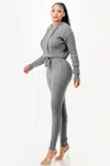 Truedames Cable Hoodie Sweater 2pcs Set In Gray