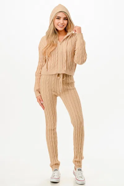Truedames Cable Hoodie Sweater 2pcs Set In Multi