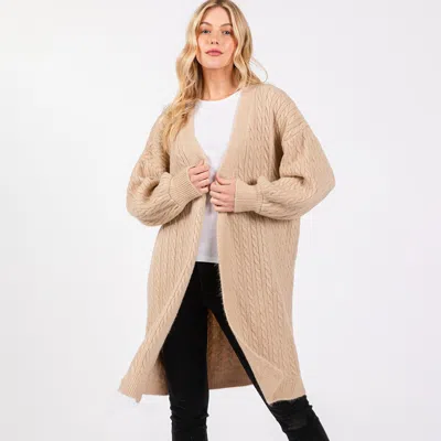 Truedames Cable Knit Cardigan In Neutral