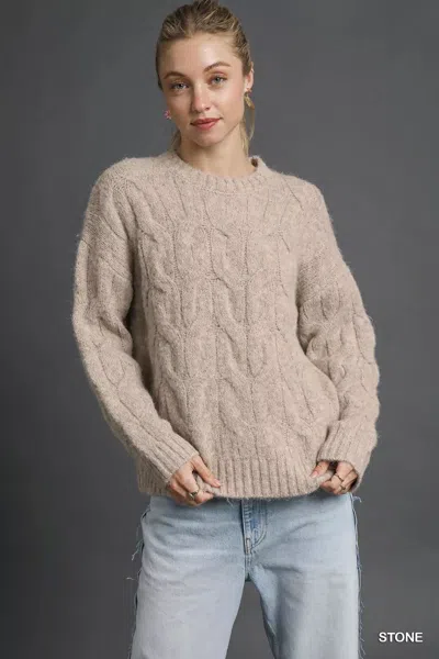 Truedames Cable Knit Cozy Sweater In Beige