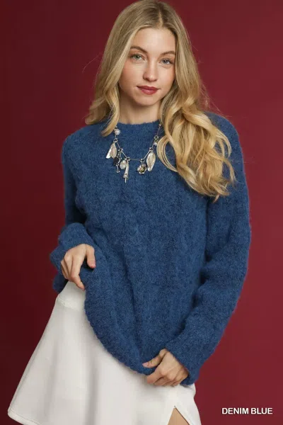 Truedames Cable Knit Cozy Sweater In Blue