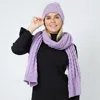 Truedames Cable Knit Hat Scarf Set In Purple