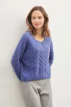 Truedames Cable Knit Sweater In Blue