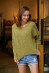 Truedames Cable Knit Sweater In Green