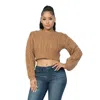 Truedames Cable Pullover Top In Brown