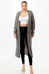 Truedames Cable Sweater Long Cardigan In Gray