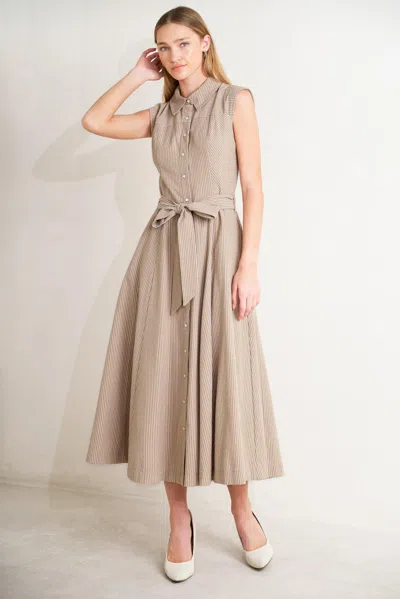 Truedames Cafe Au Lait Woven Midi Dress In Neutral