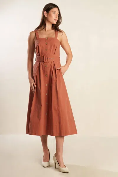 Truedames California Dreaming Woven Midi Dress In Brown
