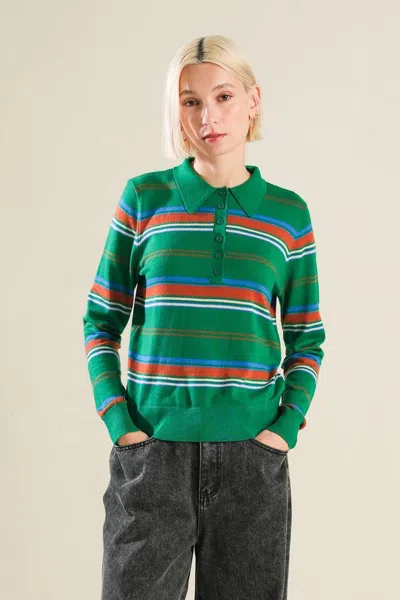 Truedames Call It Fate Sweater Polo Top In Animal Print