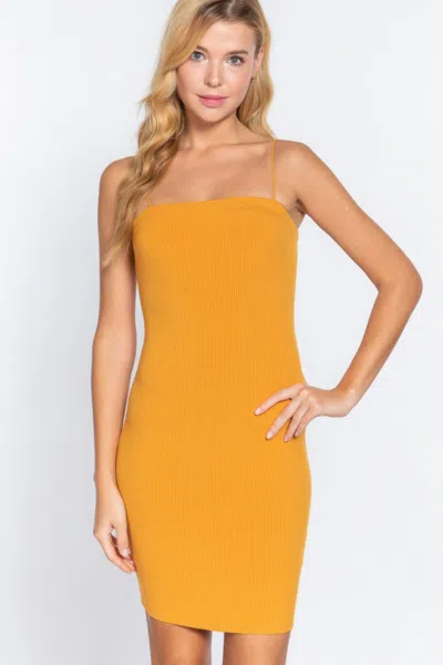 Truedames Cami Heavy Rib Mini Dress In Yellow