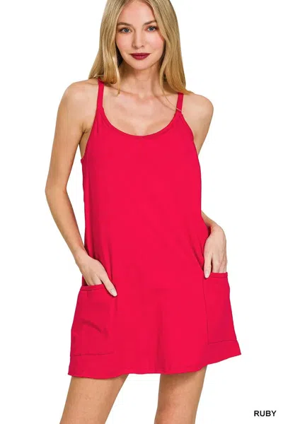 Truedames Cami Mini Dress With Built-in Romper Liner In Pink
