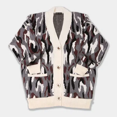Truedames Camouflage Pattern In Front Button Closure Pocket Cardigan In Gray