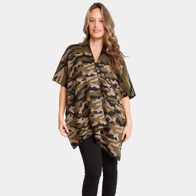 Truedames Camouflage Pattern Poncho In Multi