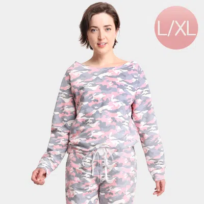Truedames Camouflage Patterned Boat Neck Loungewear Sweatshirts Top In Multi