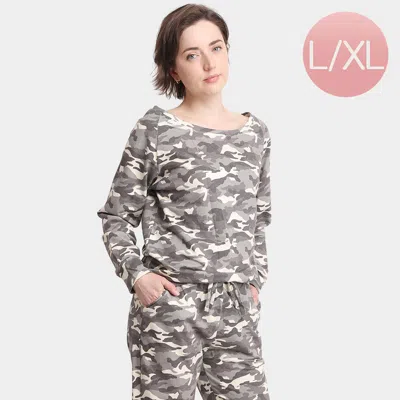 Truedames Camouflage Patterned Boat Neck Loungewear Sweatshirts Top In Multi