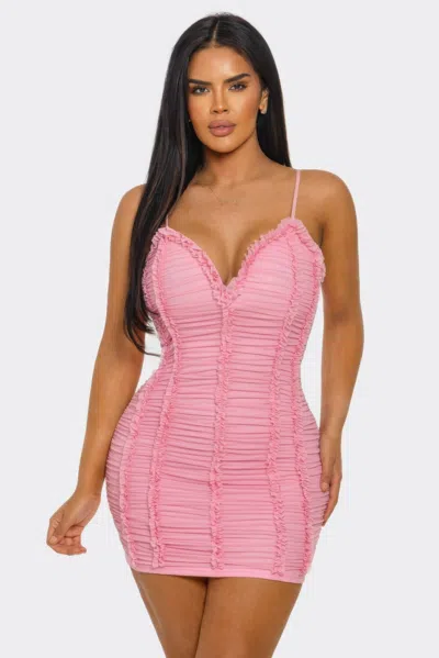 Truedames Candy Crush Ruched Mini Dress In Pink