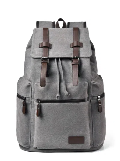 Truedames Canvas Backpack Bag With Buckle Straps In Gray