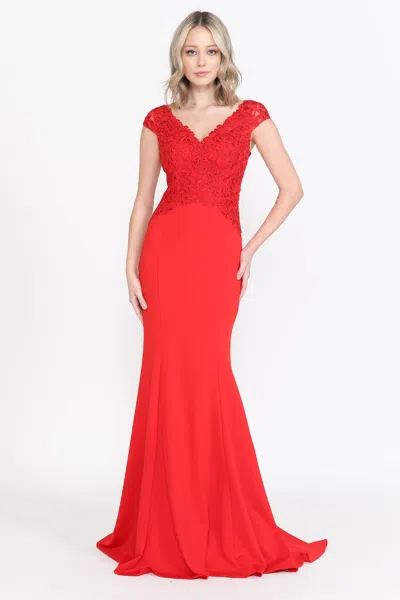 Truedames Cap Sleeve Long Mother Of Bride Evening Gown In Black