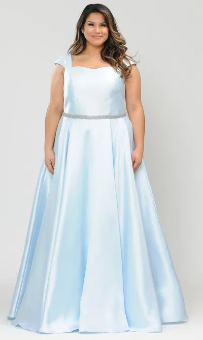Truedames Cap Sleeve Plus Size Gown In Blue