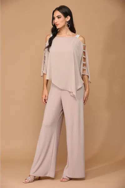 Truedames Cape Overlay Stretch Jersey Formal Jumpsuit In Neutral