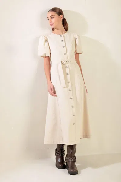 Truedames Captured By The Night Twill Midi Dress In Neutral