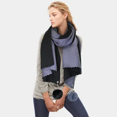 Truedames Cashmere Feel Two Side Pom Pom Scarf In Black