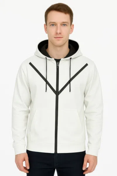 Truedames Casual Full Zip Up Hoodie Sweatshirts In White