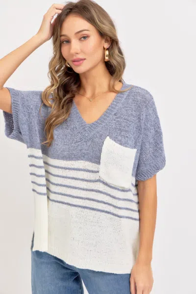 Truedames Casual Oversized Knit Top In Blue