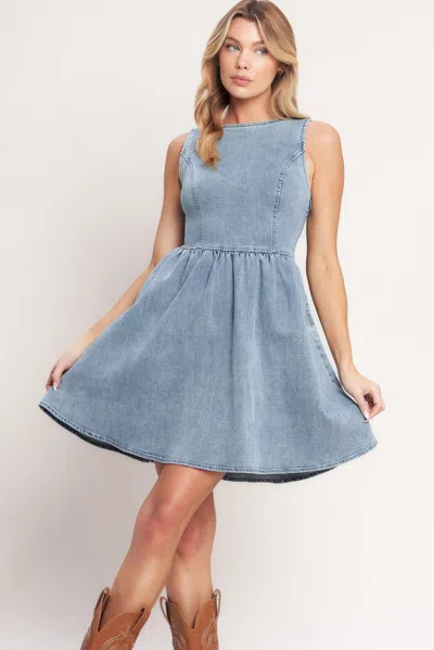 Truedames Casual Polished Denim Mini Dress In Blue