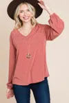 Truedames Casual V Neck Basic Long Sleeve Top In Multi