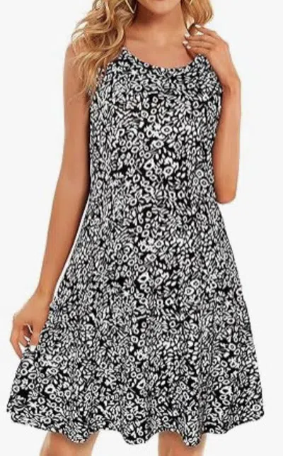 Truedames Casual Women's Digital Printed Beach Dress In Grey