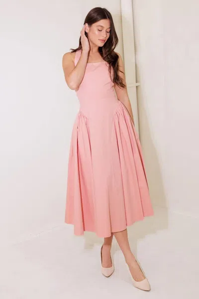 Truedames Caught In The Rain Pink Woven Midi Dress
