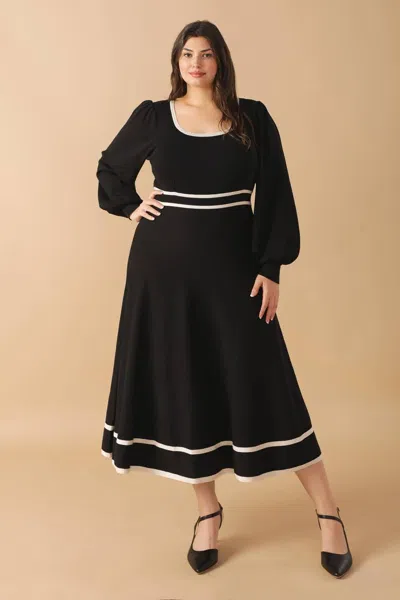 Truedames Caught Up Sweater Midi Dress In Black