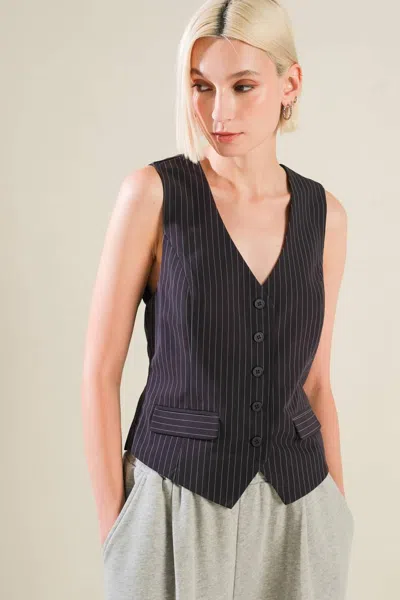 Truedames Caught Your Eye Woven Vest In Blue
