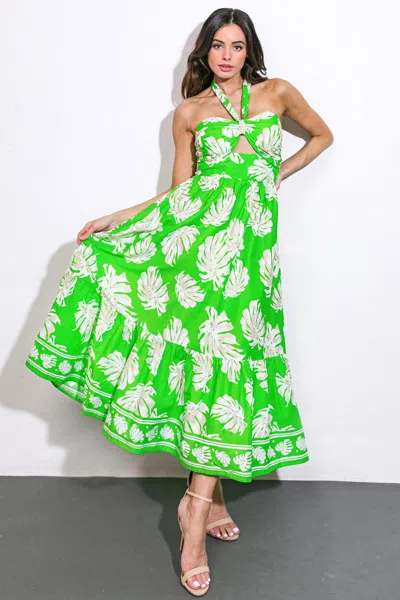 Truedames Cause A Scene Woven Midi Dress In Green