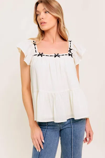 Truedames Celestial Crush Cream Woven Top In White