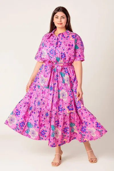 Truedames Celestial Skies Woven Midi Dress In Purple