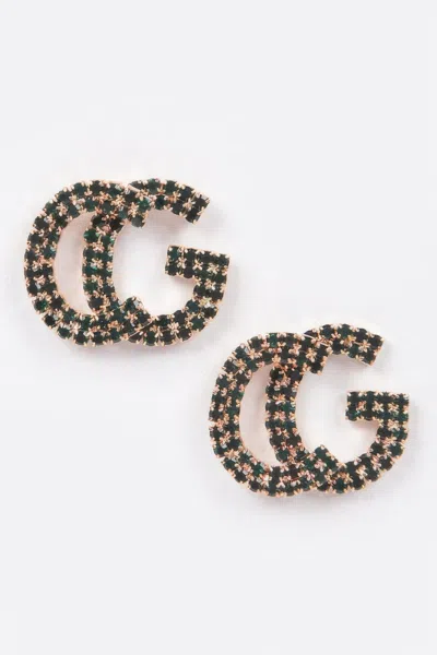 Truedames Cg Rhinestone Button Earring In Gold