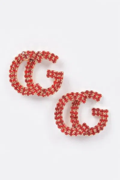 Truedames Cg Rhinestone Button Earring In Red