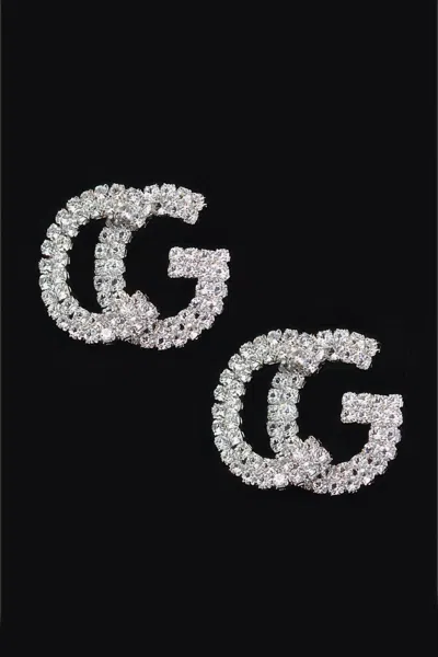 Truedames Cg Rhinestone Button Earring In Metallic