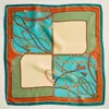 Truedames Chain Rope Printed Square Silky Satin Scarf In Blue