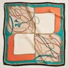 Truedames Chain Rope Printed Square Silky Satin Scarf In Multi
