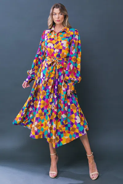 Truedames Change In The Air Woven Midi Dress In Multi