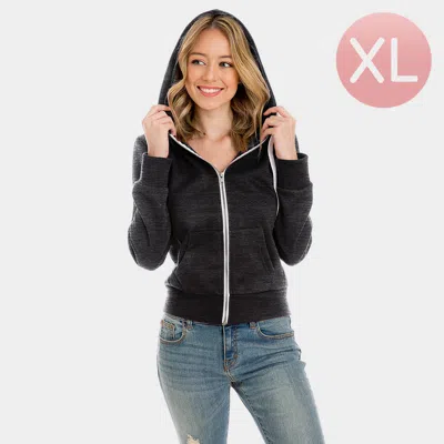 Truedames Charcoal Zip Up Hoodies Sweater In Black